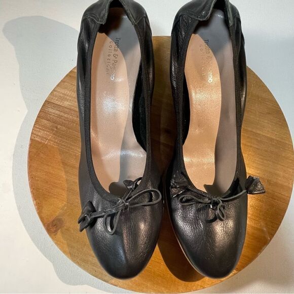 Trotta & Pagano black leather wedge heels with tassel size 39 size 8.5 - Picture 7 of 9